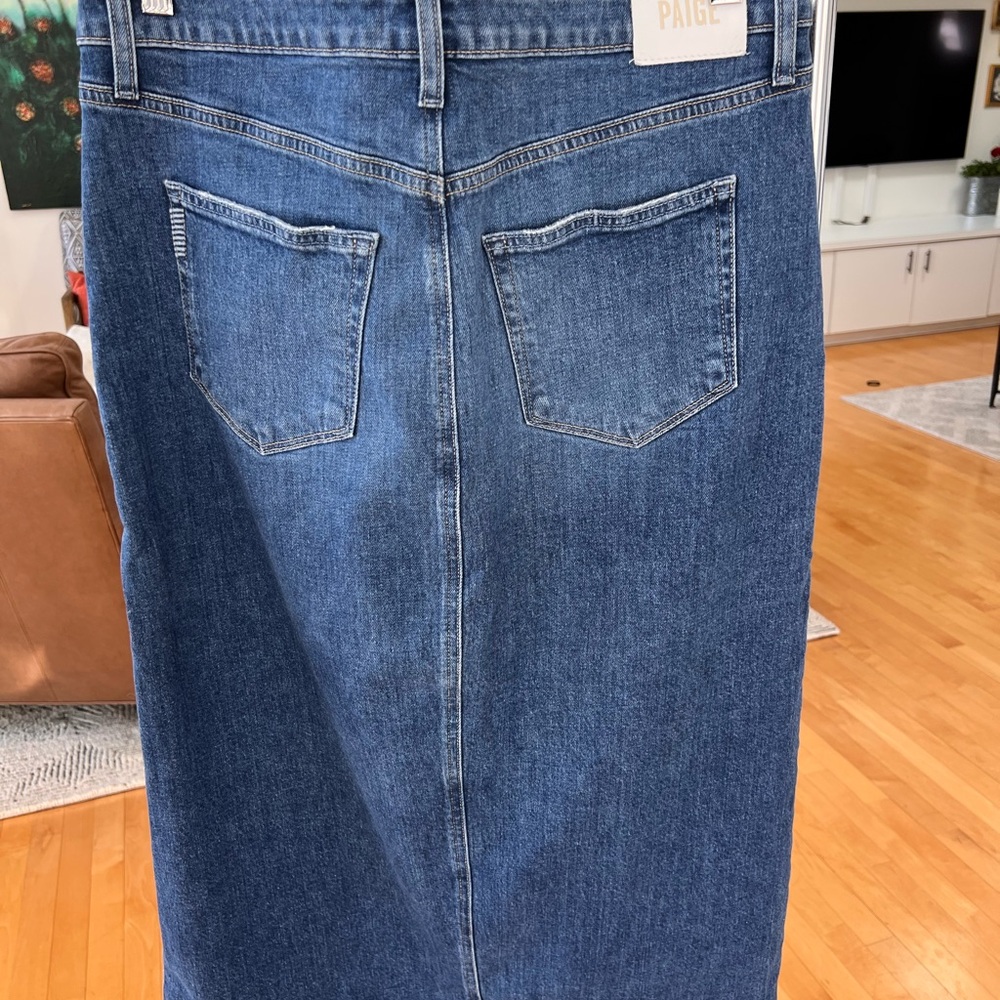 Paige Denim Meadow Raw Hemmed Midi Skirt - Picture 8 of 8